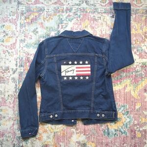 Tommy Hilfiger Dark Blue Denim Jacket with Flag Patch
